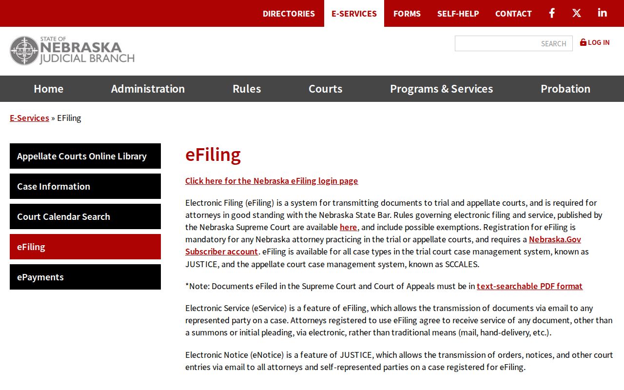 McPherson County civil court docket Nebraska eFiling service overview