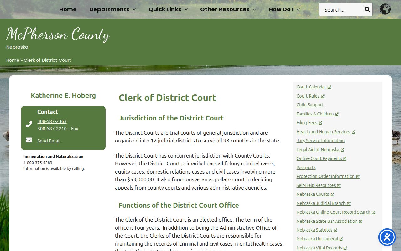 McPherson County civil court docket District Court clerk records services