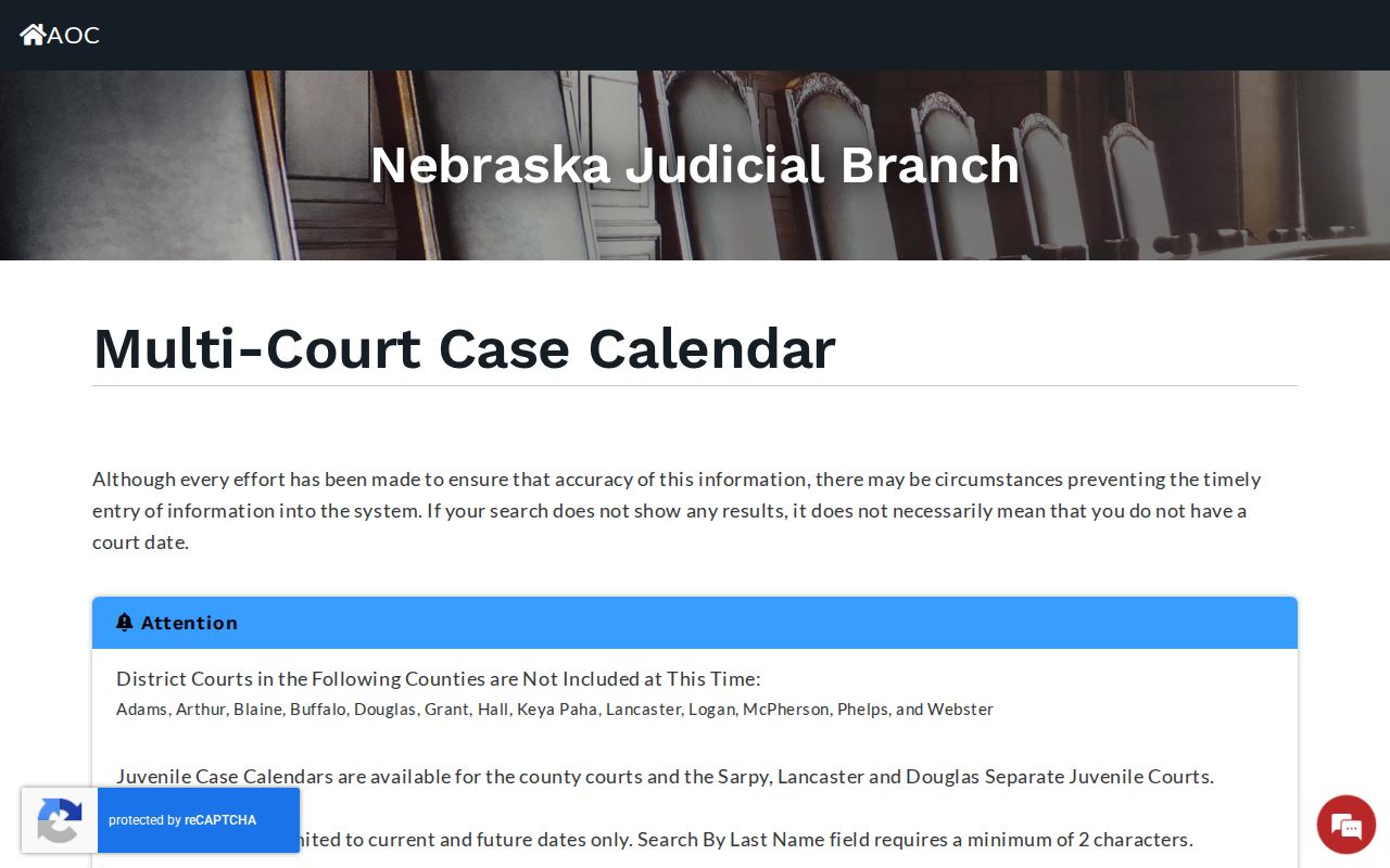 McPherson County court schedule County Court calendar search fields