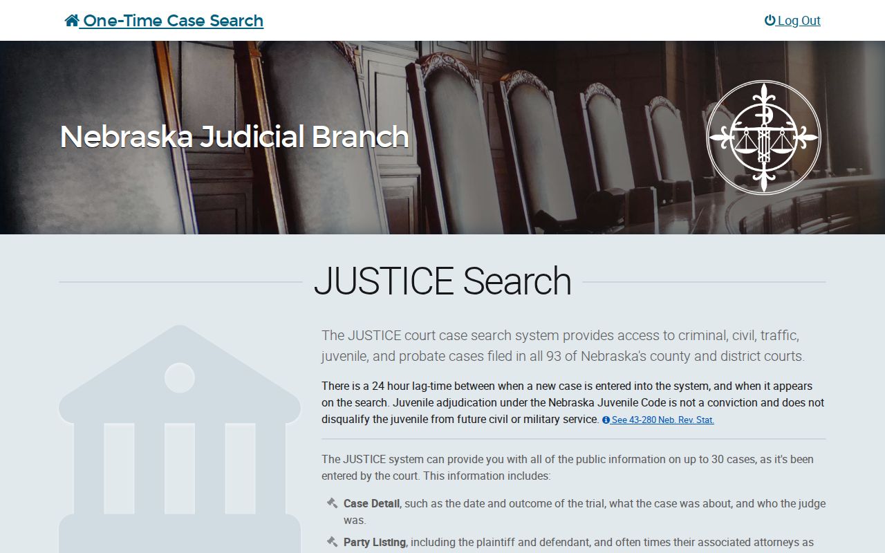 McPherson County criminal court docket JUSTICE search entry screen