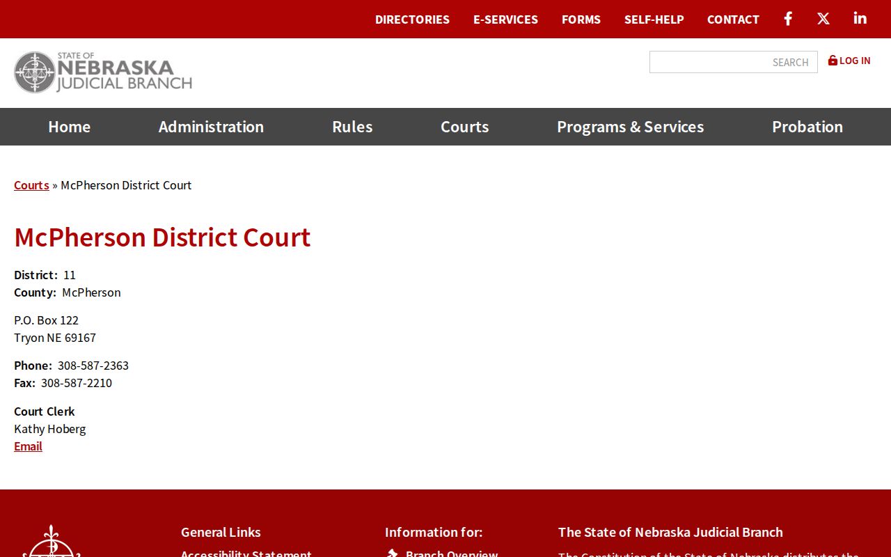McPherson County court docket District Court clerk contact